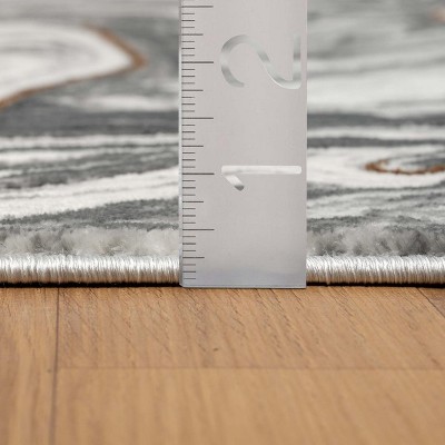 Gray Marble Abstract Pattern 6' x 9' Synthetic Area Rug
