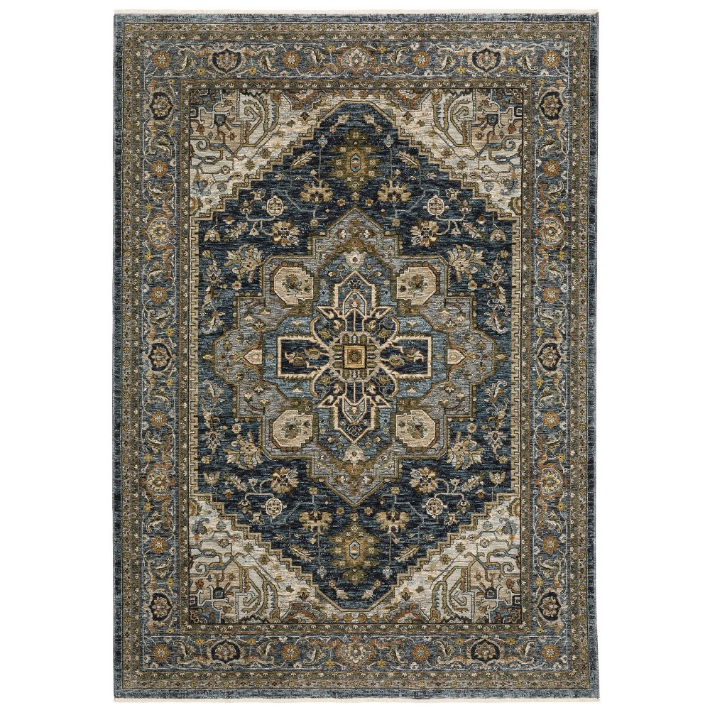 9'10inx12'10in Arya Persian Medallion Indoor Area Rug Blue/Taupe - Captiv8e Designs