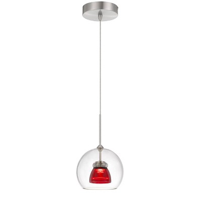 4.75" Integrated LED Dimmable Double Glass Mini Pendant Clear and Red- Cal Lighting