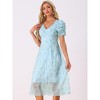 Allegra K Women's Floral Print Short Sleeve Cinched Waist Long Dresses - 4 of 4