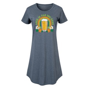 Women's - Instant Message - Luck Is Ale You Need Graphic T-shirt Dress - 1 of 4