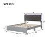 Queen Size Upholstered Platform Bed with Frame and LED Light, Modern Velvet Headboard with Diamond Quilting Detail-Maison Boucle - 4 of 4
