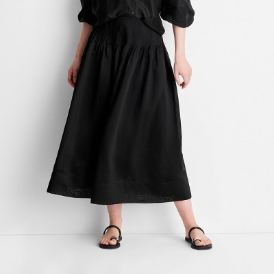 Women's Drop Waist Pleated Midi Skirt - Future Collective Black 16