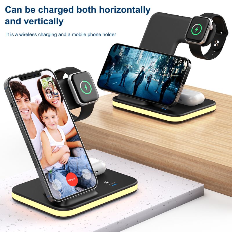 Link 4-in-1 Wireless Charging Stand with Night Light Compatible with iPhone 14/13/12, AirPods 3/2/pro, Apple Watch 7/6/5/SE/4/3/2/1, 5 of 9