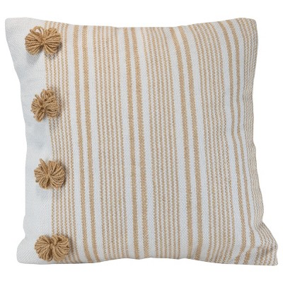 Foreside Home & Garden Diamond Pattern Hand Woven 18x18 Outdoor Decorative Throw Pillow with Pulled Yarn Accents