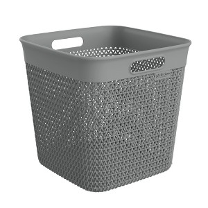 Life Story Extra Large Storage Basket, Decorative Plastic Home Organizer, Lightweight Versatile Tub with Built-In Handles, 26 Quart, Gray - 1 of 2