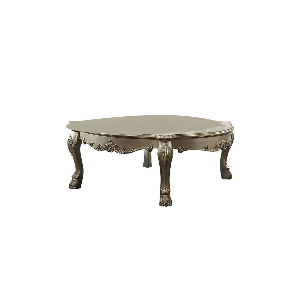54" Dresden Ii Coffee Table Gold Patina/Bone - Acme Furniture: Handcrafted, Traditional Design, Curved Legs, Wood Composite