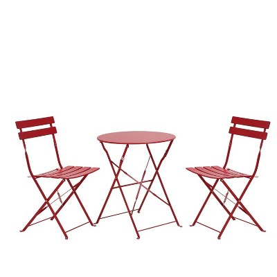 23.6" Round 2 Person Long Patio Dining Set Red