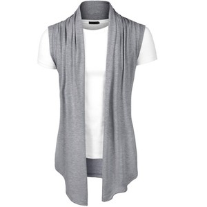 Lars Amadeus Men's Casual Open Front Sleeveless Irregular Hem Cardigan Vest - 1 of 4