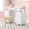 Costway Rolling Manicure Table Nail Desk with with 8 Lockable Wheels & Electric Dust Collector 3 Dust Bags Wrist Rest White/Pink/Black - 4 of 4