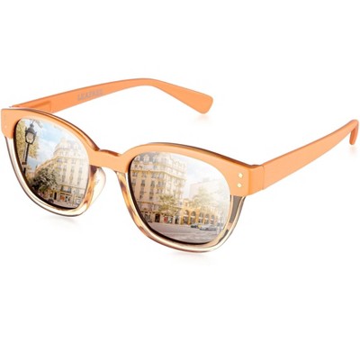 Leafael Polarized Sunglasses Women's Trendy Two Tone Design, UV400 100% Protection, Retro Square Frame, Lifestyle & Active 02 Orange