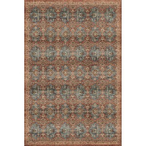 Area Rugs Vintage Printed Low Pile Floor Carpet with Non-Slip Backing Stain-Resistant Oriental Rugs Washable Farmhouse Rugs for Bedroom - 1 of 1