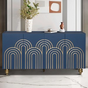 ORRD Modern Fluted 4-Door Sideboard with Adjustable Shelves, Navy Blue - 1 of 4
