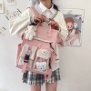 Cute Backpack with Cute Pin Accessories Plush Pendant for School Bag Student Girl Backpack Super-Capacity Waterproof Travel Backpack(Pink-3) - 4 of 4