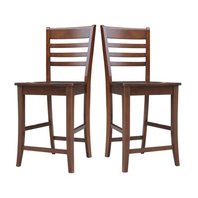 Elegant Roma Solid Hardwood Counter Height Barstool in Espresso