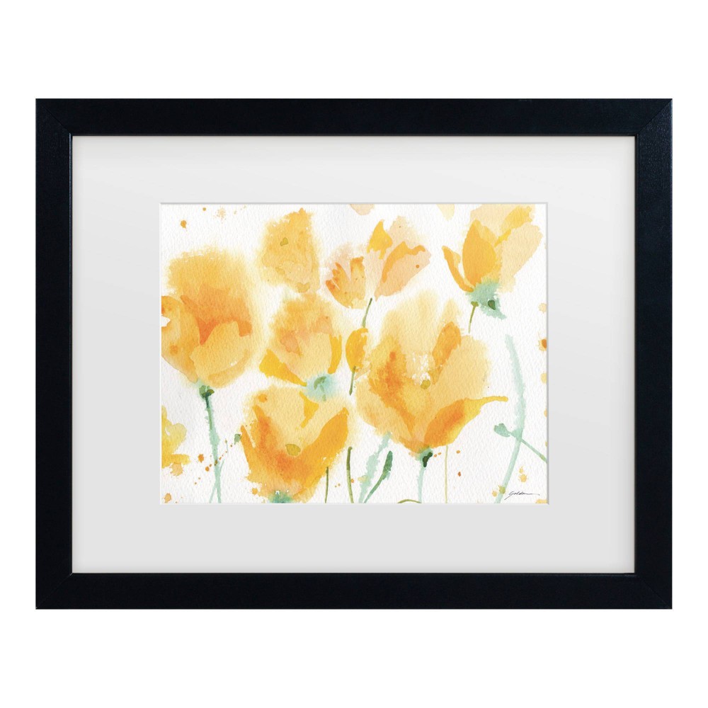 Trademark Fine Art 16"x20" Sheila Golden Yellow Poppy Dream 5 Matted Framed Art Black