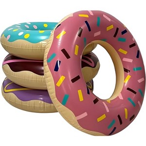 4e's Novelty 4-Pack Pool Donut Floats 30" Swim Rings For Kids & Adults, Vibrant, Durable Pool Party Floaties Perfect For Pools, Beaches, Lakes - 1 of 4