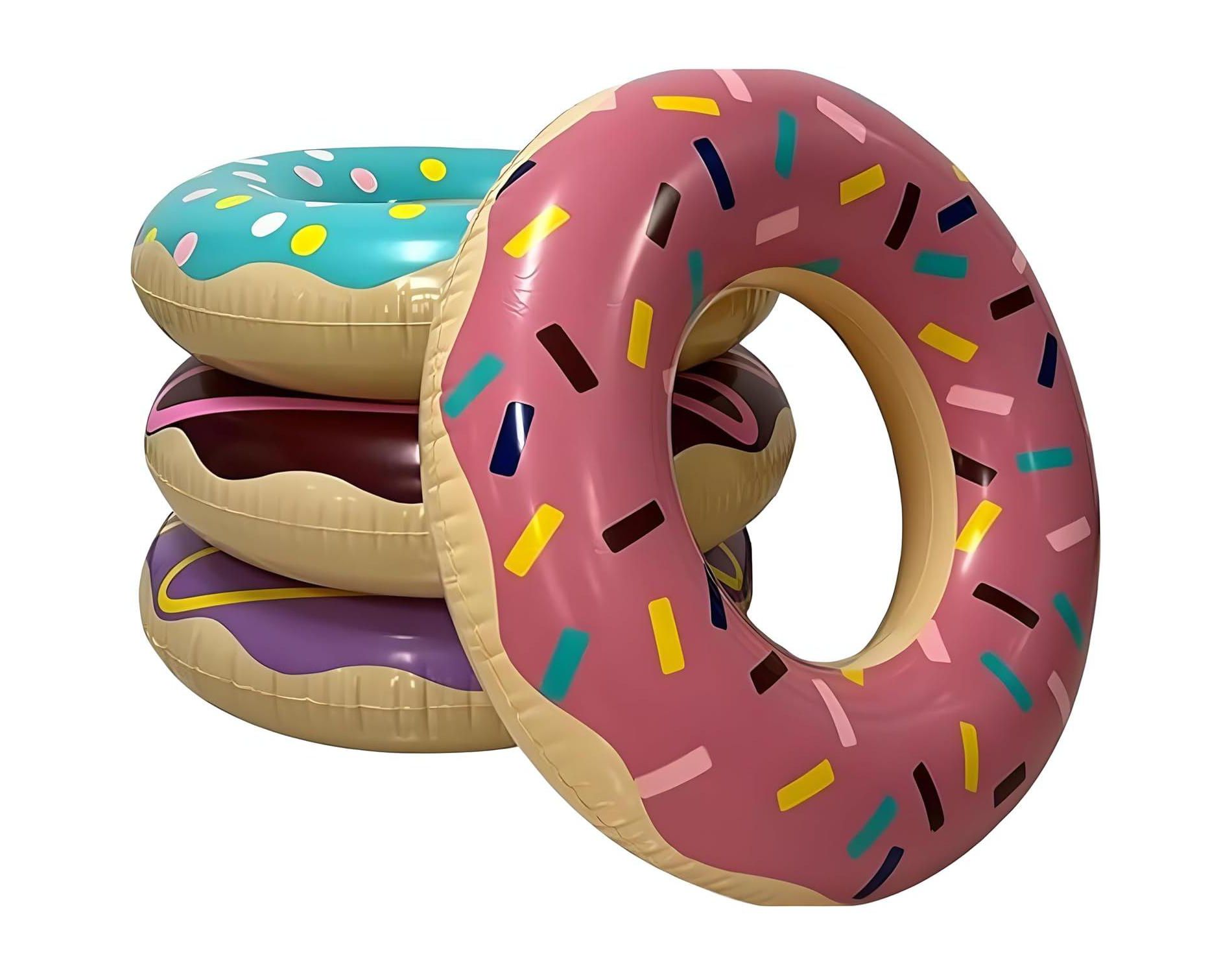4e's Novelty 4-Pack Pool Donut Floats 30" Swim Rings For Kids & Adults, Vibrant, Durable Pool Party Floaties Perfect For Pools, Beaches, Lakes