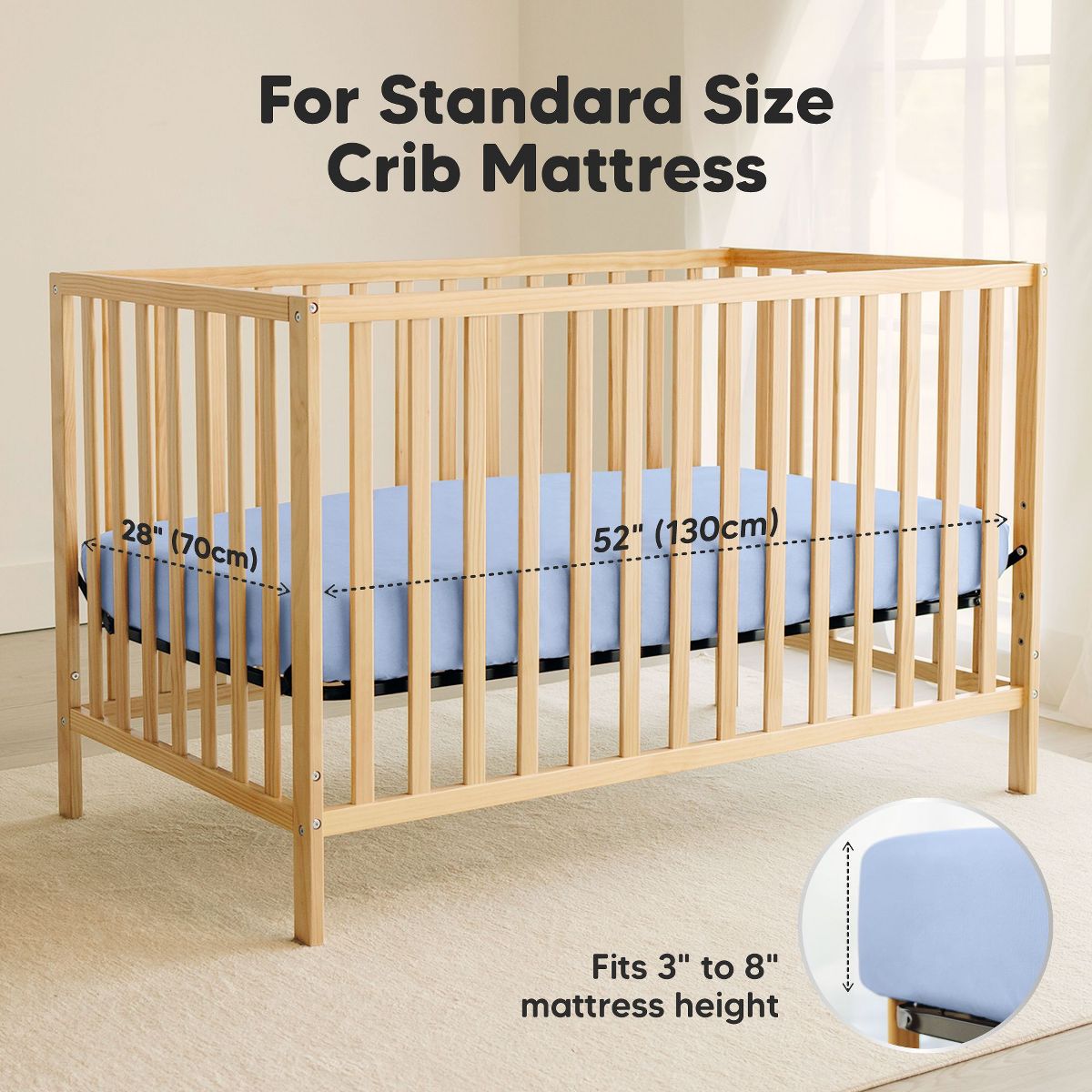 KeaBabies 2pk Soothe Waterproof Fitted Crib Sheets for Girl, Boy, 52x28 100% Organic Soft Cotton Crib Mattress Protector Sheet - thumbnail 3