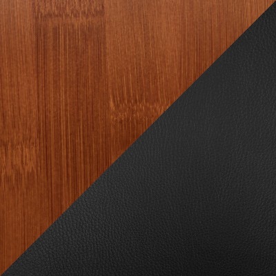 High Walnut and Black Faux Leather Upholstered Side Chair
