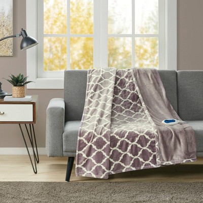 Lavender Electric Heated Ogee Oversized Throw Blanket
