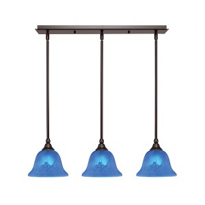 Toltec Lighting Any 3 - Light Chandelier in  Dark Granite with 7" Blue Italian Shade - 1 of 1