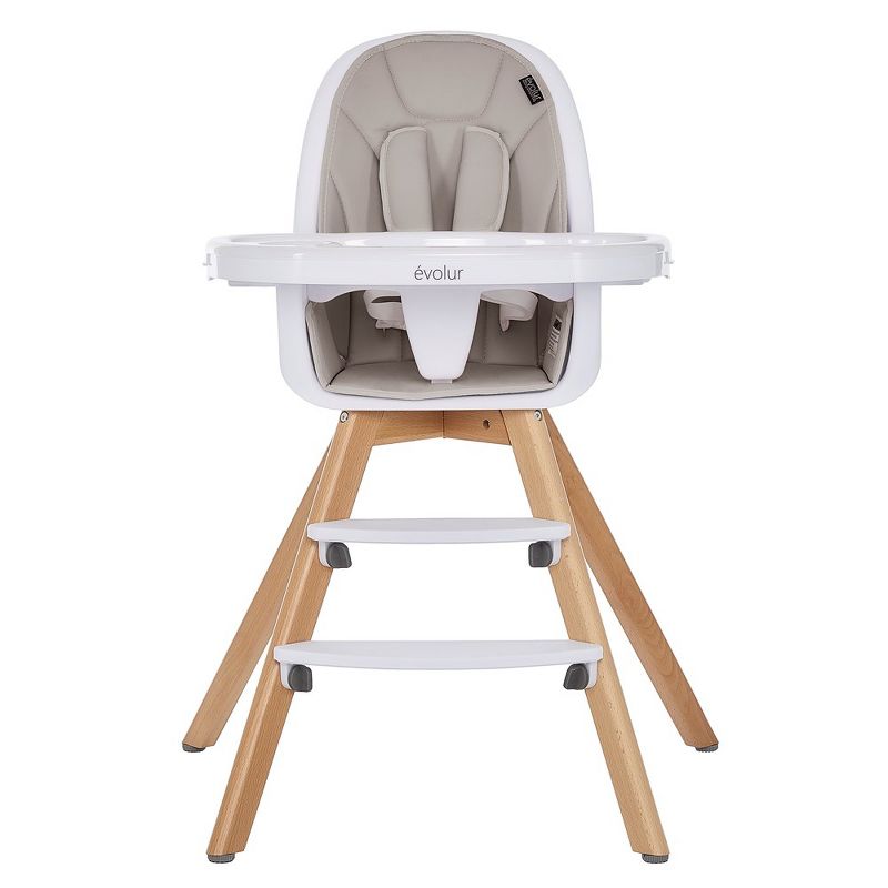Evolur Zoodle 2 in 1 Baby High Chair, Easy to Clean, Removable Tray, Compact and Portable Convertible High Chair for Babies and Toddlers, Light Grey, 1 of 14