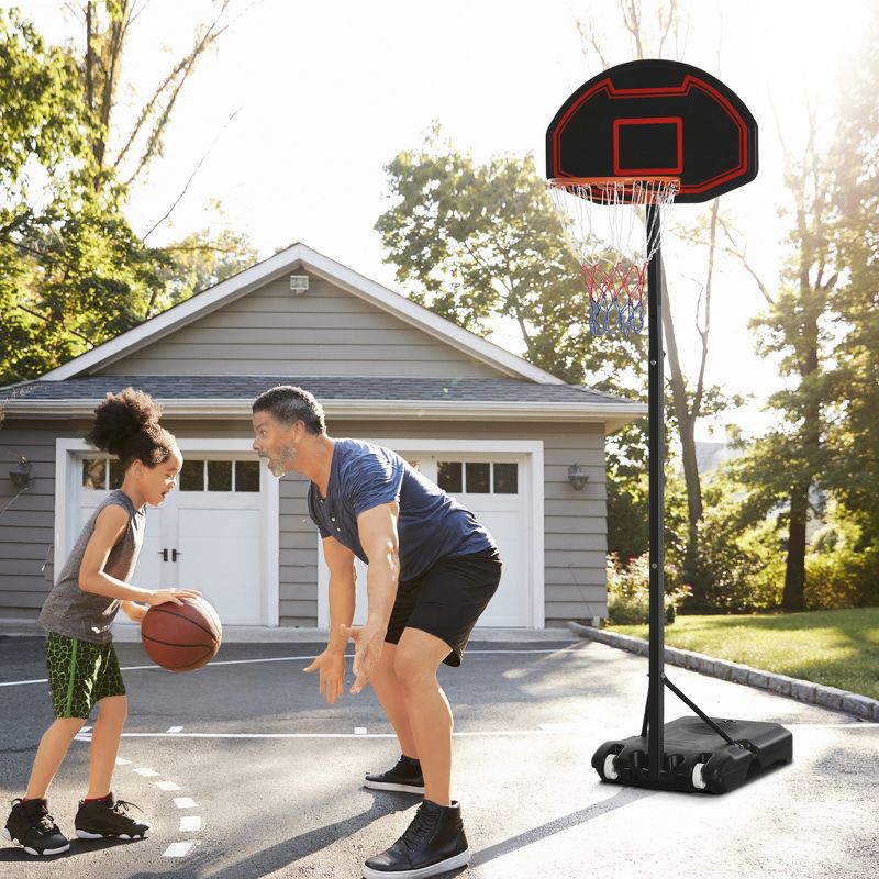 Soozier Portable Basketball Hoop Stand, Height-Adjustable Basketball System with 29'' Backboard and Wheels for Indoor Outdoor Use, 4 of 8