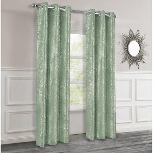 2pc Dainty Home Artistic 100% Blackout Grommet Curtain Panel Pair with 3D Lurex Texture - 1 of 4