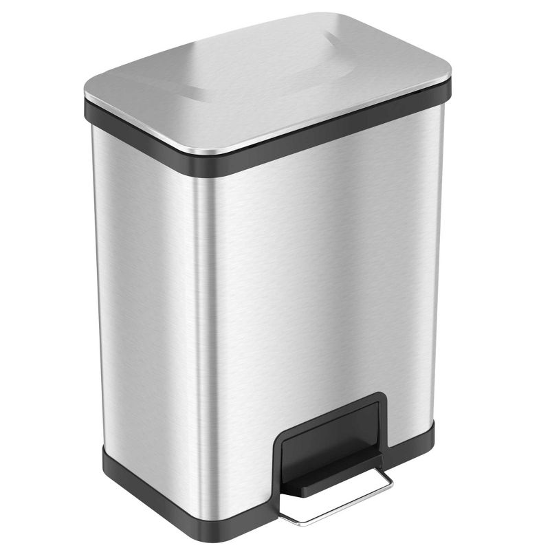 iTouchless Step Pedal Kitchen Trash Can with AbsorbX Odor Filter 13 Gallon Rectangular Stainless Steel, 1 of 7