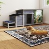 SEVOBAL 59" Large Dog House Outdoor Wooden Insulated Pet Kennel with Asphalt Roof Weatherproof Pets Shelter with Slow Food Bowl for Dogs Cats Animals - 2 of 4