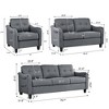 GDFStudio McLarnan Contemporary 3 Piece Fabric Tufted  Sofa Set - 3 of 4