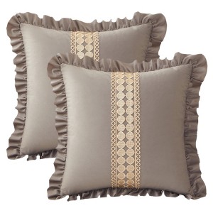 REGALWOVEN Scalloped Wavy Edge Designs Boho Throw Pillow Covers Cushion Cases for Home Decor 18 x 18 Inch 2 Pcs - 1 of 4