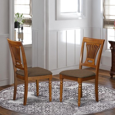 Saddle Brown Upholstered Linen Dining Chair Set with Wood Frame