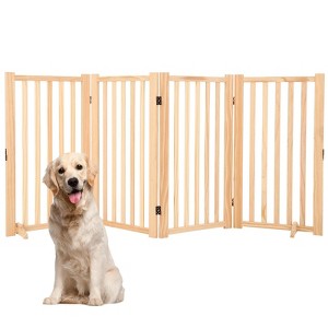 GustoWave Paint-Free Wooden Freestanding Dog Gates for The House, Doorways, Stairs, Wood Dog Fences Indoor Pet Gate, Step Over Fence - 1 of 4