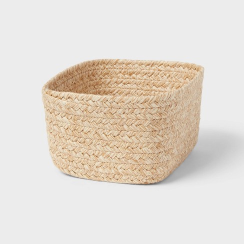 Small Natural Woven Basket Almond - Brightroom: Rectangle Storage, Paper Material, Fsc Certified ...