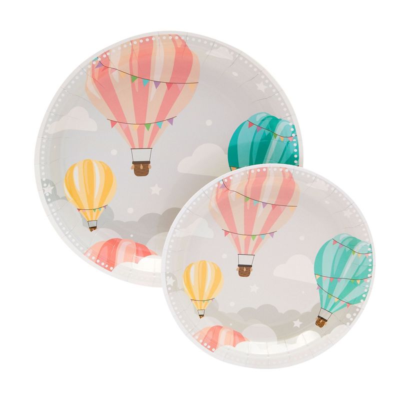 Blue Panda 168-Piece Hot Air Balloon Party Decorations for Baby Shower, Birthday Party, Paper Plates, Plastic Cutlery, Cups, and Napkins, Serves 24, 3 of 10