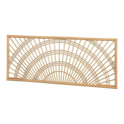 South Shore Full/Queen Balka Wall Mounted Headboard Natural: Rattan Finish, Bohemian Style