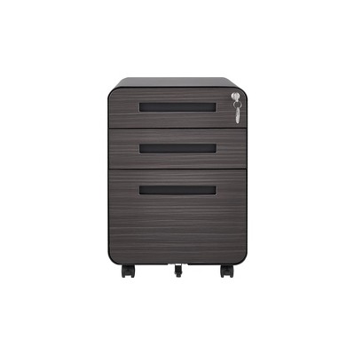 INFURNIC Decorative Storage Cabinet Mobile File Cabinet with Lock for Office or Home Use, Black, 21"*18"*24"