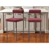 HomeRoots Set of Two 26" Red and Bronze Shearling and Steel Low Back Counter Height Bar Chairs - 2 of 4