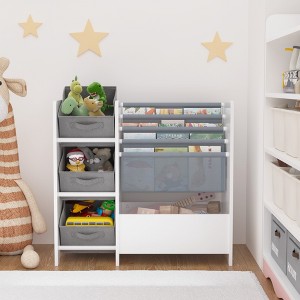 SEVOBAL Decorative Bookshelf Kids Bookshelf And Toy Storage Organizer, Book Shelf With 3 Collapsible Fabric Drawers, White, 25.59"*11.81"*26.62" - 1 of 4