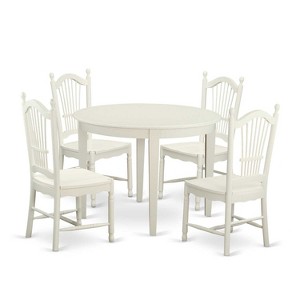HomeStock 5-Piece Round Buttermilk and Cherry Finish Solid Wood Top Dining Table with 4-Chairs - 1 of 4