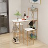 Costway 3 PCS Bar Table Set 2 Stools Storage Shelves Glass Holder Wine Rack Space Saving - 2 of 4