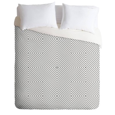 Twin/Twin XL Fimbis Kernoga Lines Duvet Set Black/White - Deny Designs