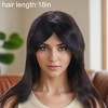 Unique Bargains Women's Long Hair Straight Bangs Hair Wig Real Human Hair Black 1 Pc - 4 of 4