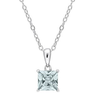 EVERLY JEWELRY | Sterling Silver Pendant with Gemstone and Created Gemstone – Multiple Stone Options - 1 of 4