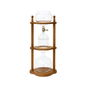 Nispira Cold Brew coffee Maker Ice Coffee Drip Machine with Advanced Slow Drip Technology Borosilicate Glass with Wood Tower, 6-8 Cup, Brown - 1 of 4