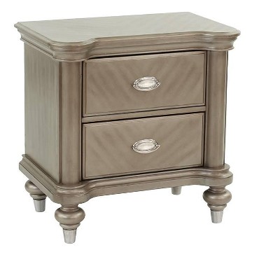 ORRD Classical Style Nightstand 2 Drawer Side Table for Bedroom, Living Room, Small Spaces, Champagne