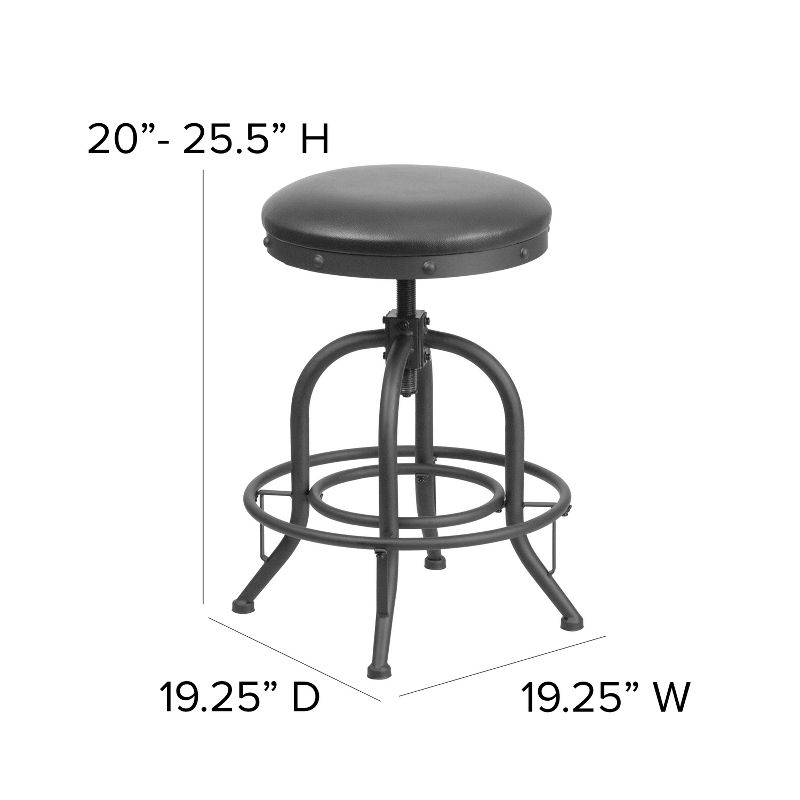 Flash Furniture 24'' Counter Height Stool with Swivel Lift Black LeatherSoft Seat, 5 of 12