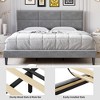 Coucheta Velvet Bed Frame - Upholstered Platform with Headboard, Mirror Steel Accents, Wood Slats, No Box Spring - 4 of 4